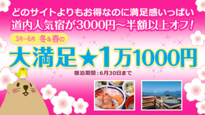 ぐうたび北海道の看板企画！春の大満足１万1000円！